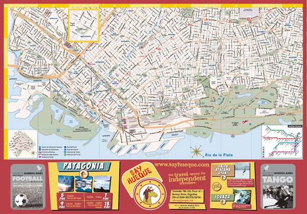 Large tourist map of central part of Buenos Aires city.