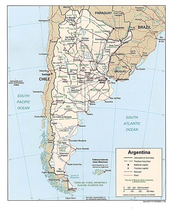 Large detailed political and administrative map of Argentina.