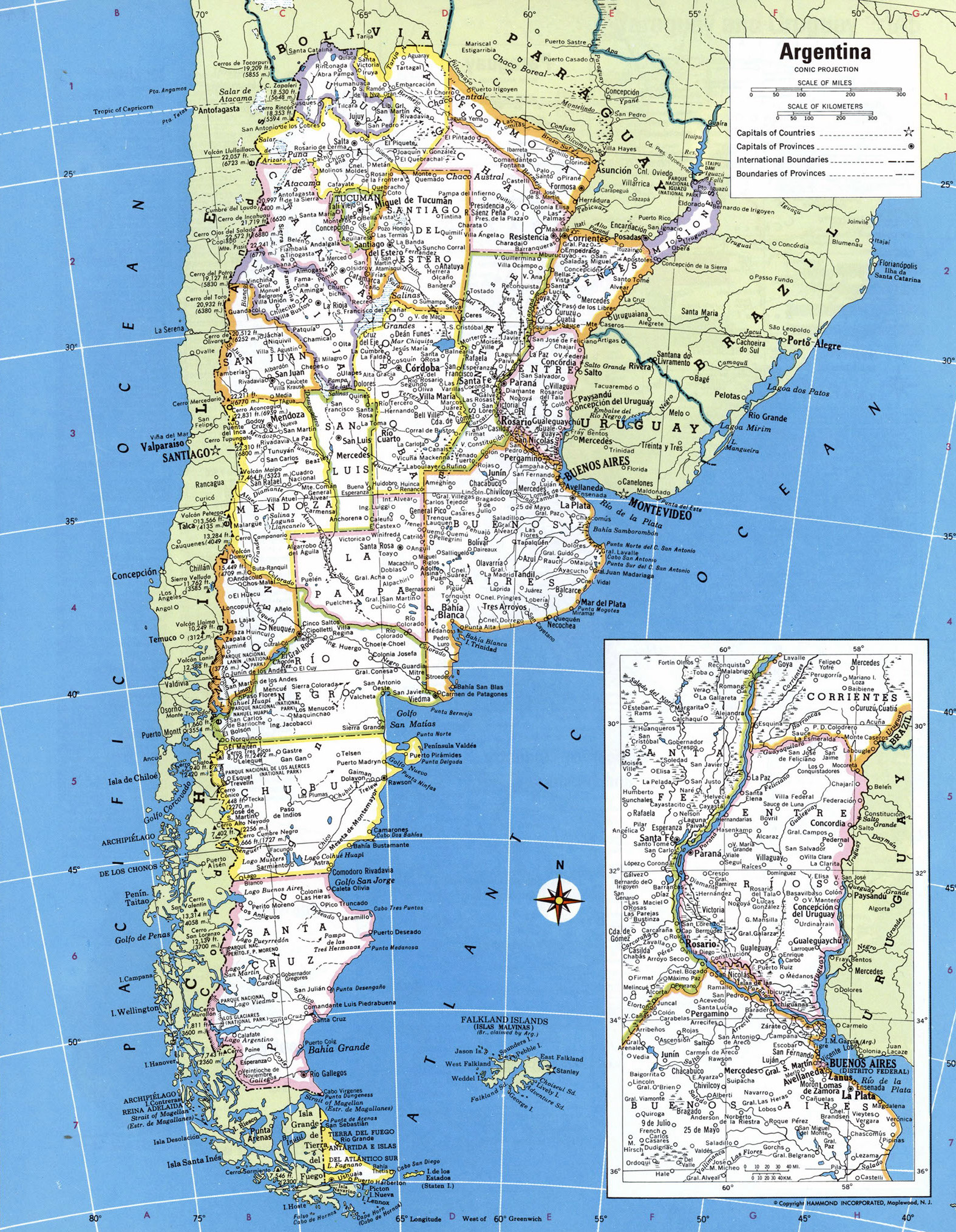 Large detailed political and administrative map of Argentina with all