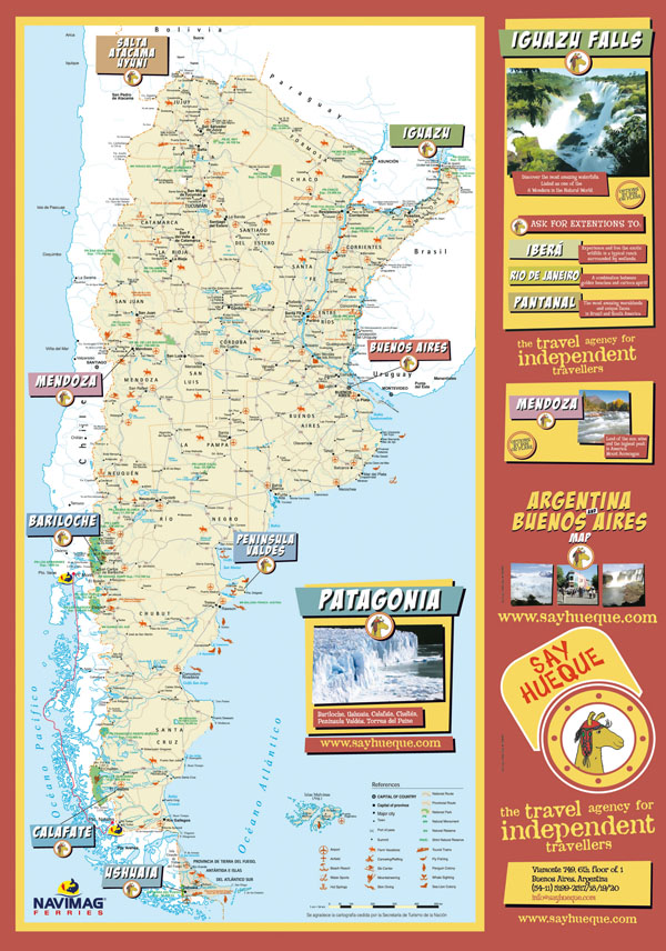 Large detailed tourist map of Argentina.