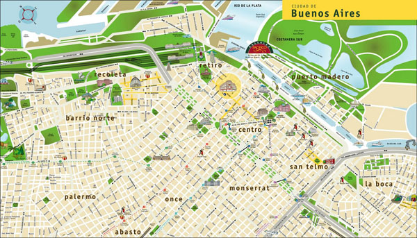 Large detailed travel map of Buenos Aires city.