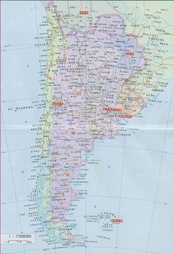 Map of Argentina in chinese. Argentina map in chinese.