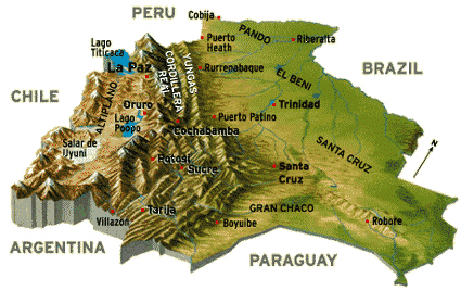 Detailed 3d map of Bolivia. Bolivia detailed 3d map.