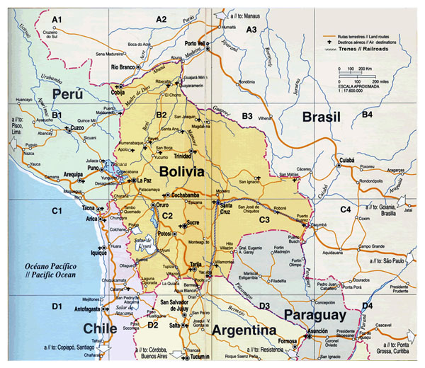 Map of Bolivia. Bolivia map.