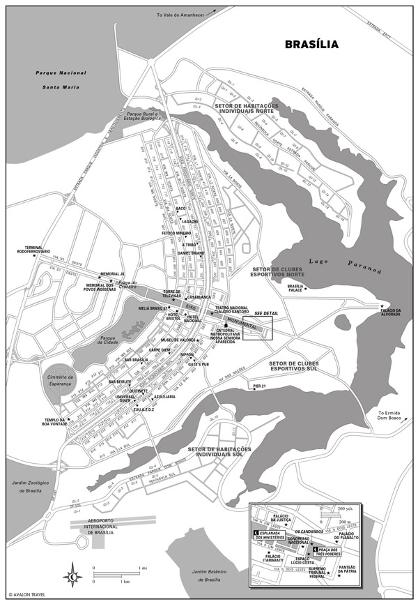 Large detailed road map of Brasilia city with street names.