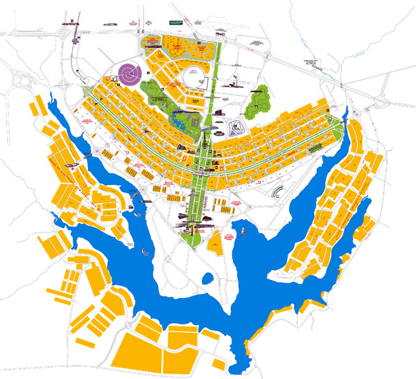 Large map of Brasilia city. Brasilia large map.