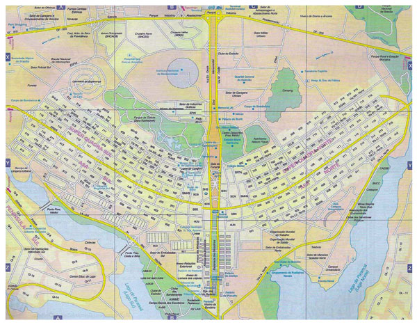 Large road map of Brasilia city.