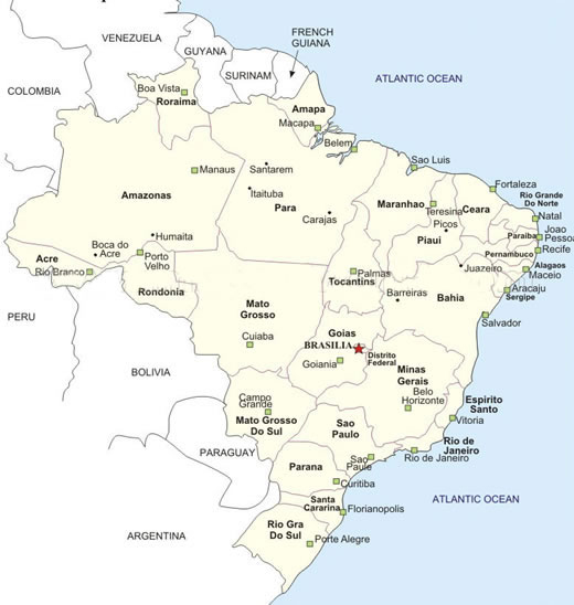 Brazil cities map. Cities map of Brazil.