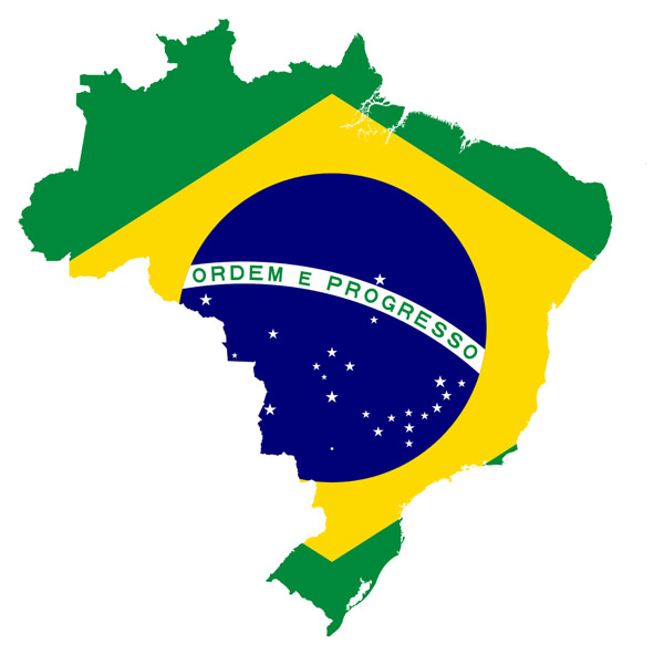 Large detailed flag map of Brazil. Brazil large detailed flag map.