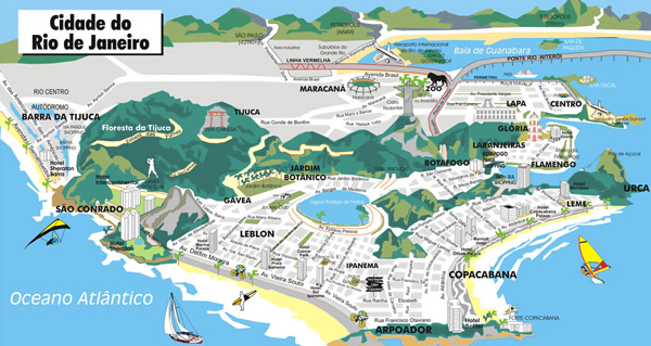 Large tourist panoramic map of Rio de Janeiro.