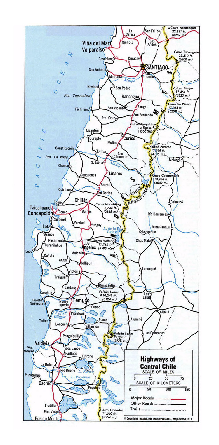 Detailed Highways Map Of Central Chile 