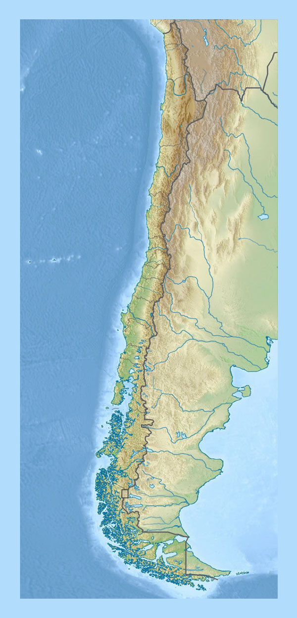 Detailed relief map of Chile. Chile detailed relief map.