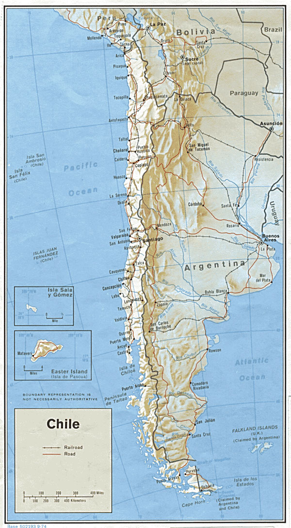 Large detailed political and administrative map of Chile with cities.