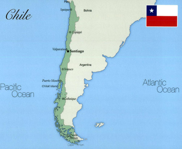 Large map of Chile with major cities.