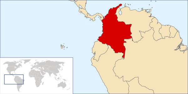 Colombia location map. Map of Colombia location.