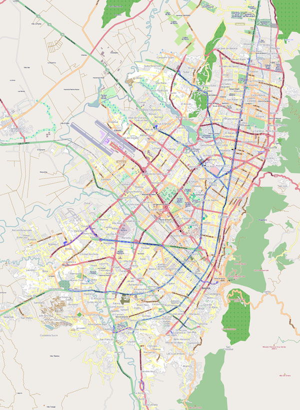 Detailed roads map of Bogota city. Bogota city detailed roads map.