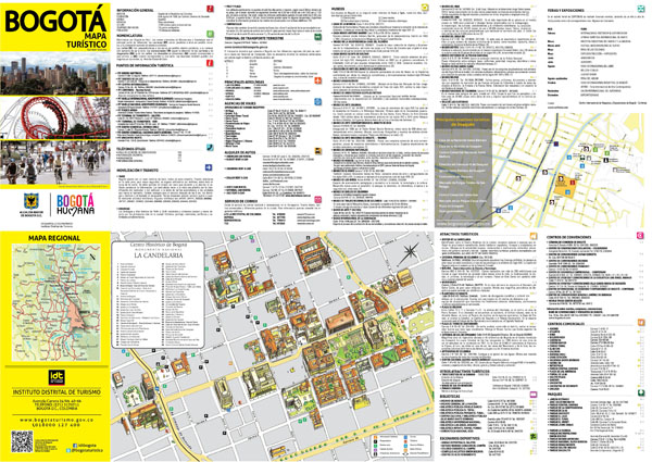 Large detailed tourist map of historical part of Bogota city in Spain.