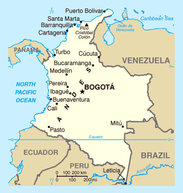 Map of Colombia. Colombia map.