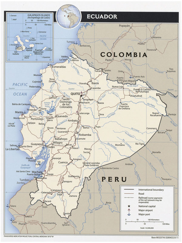 Full political map of Ecuador. Ecuador full political map.