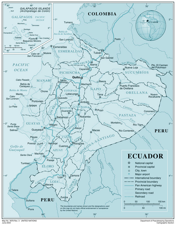 Large detailed administrative map of Ecuador.