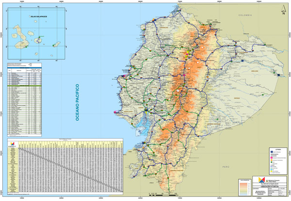 Large detailed road map of Ecuador. Ecuador large detailed road map.