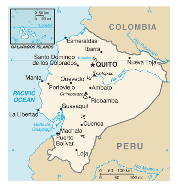 Map of Ecuador. Ecuador map.