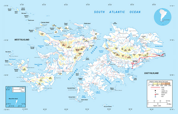 Full political map of Falkland Islands. Falkland Islands full political map.