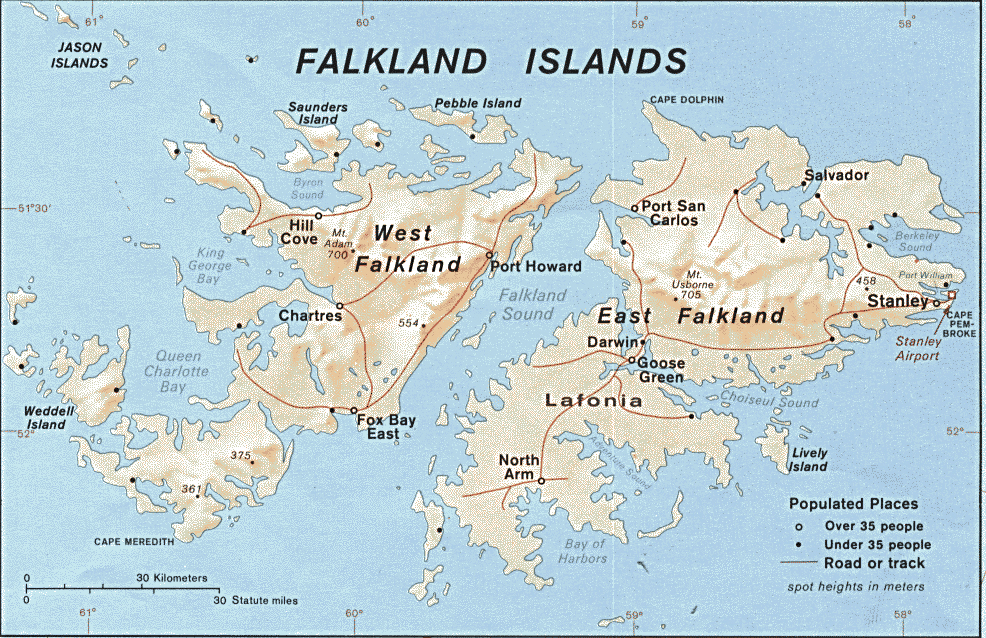 Large detailed administrative map of Falkland Islands. Falkland Islands