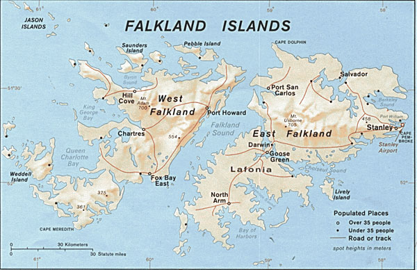 Large detailed administrative map of Falkland Islands.