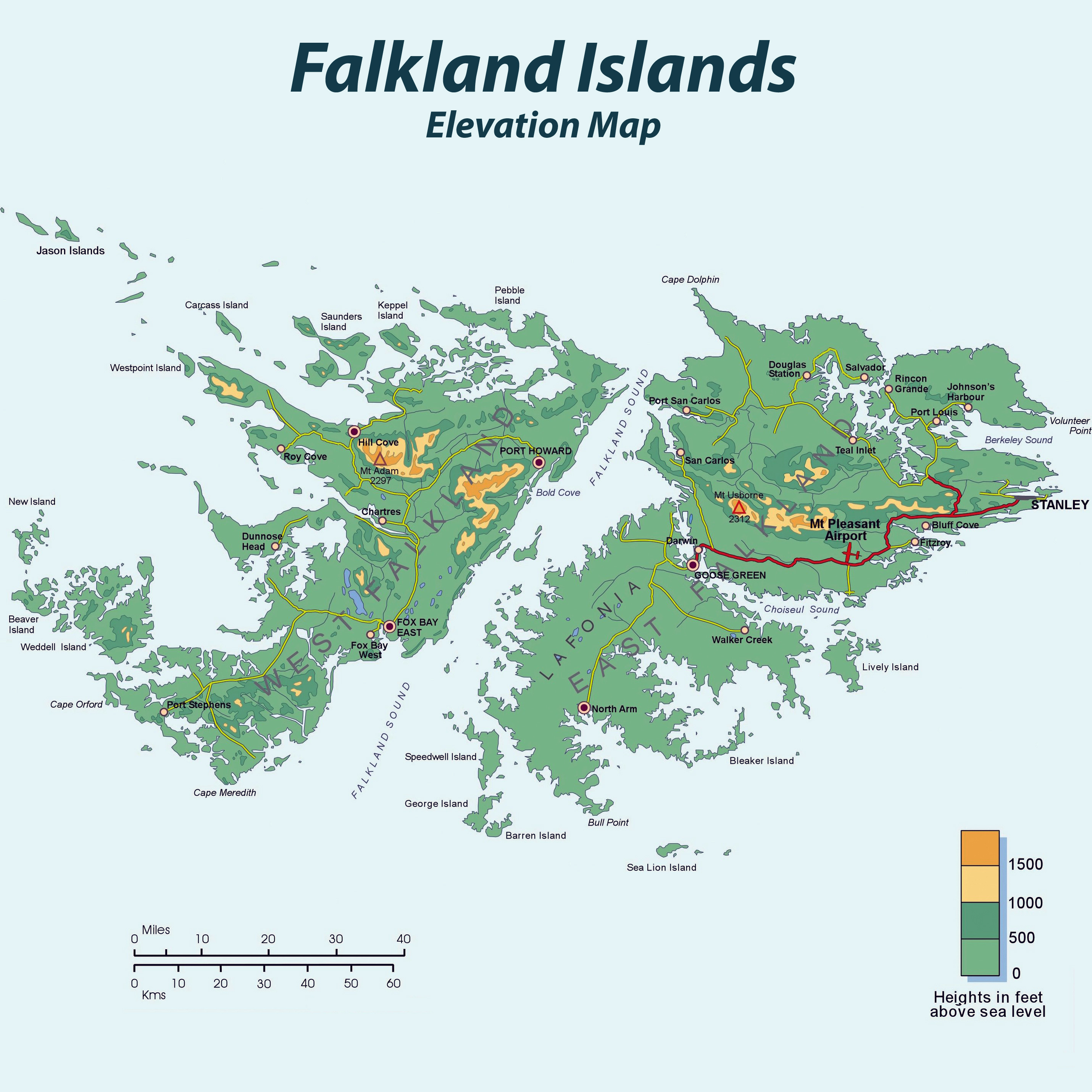 The Falklands Islands Map The Falklands Islands Map
