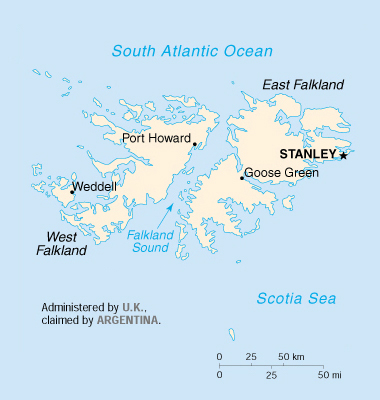 Map of Falkland Islands. Falkland Islands map.