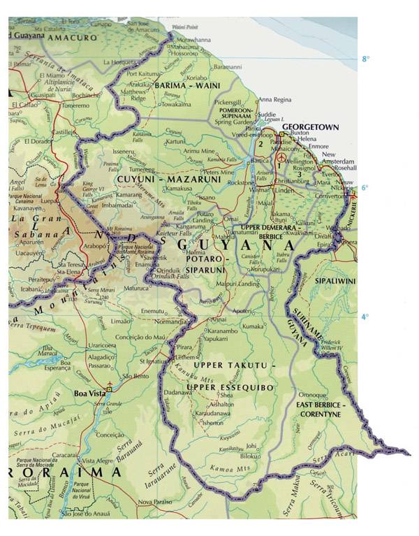 Large detailed map of Guyana. Guyana large detailed map.