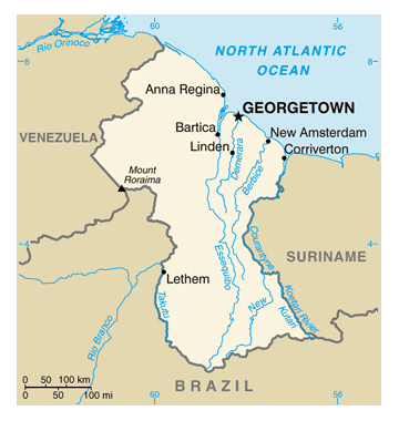 Map of Guyana. Guyana map.