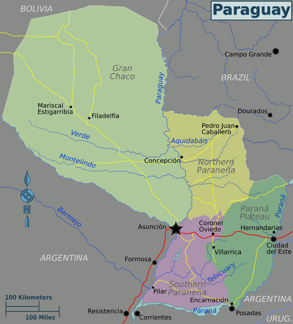 Full political map of Paraguay. Paraguay full political map.