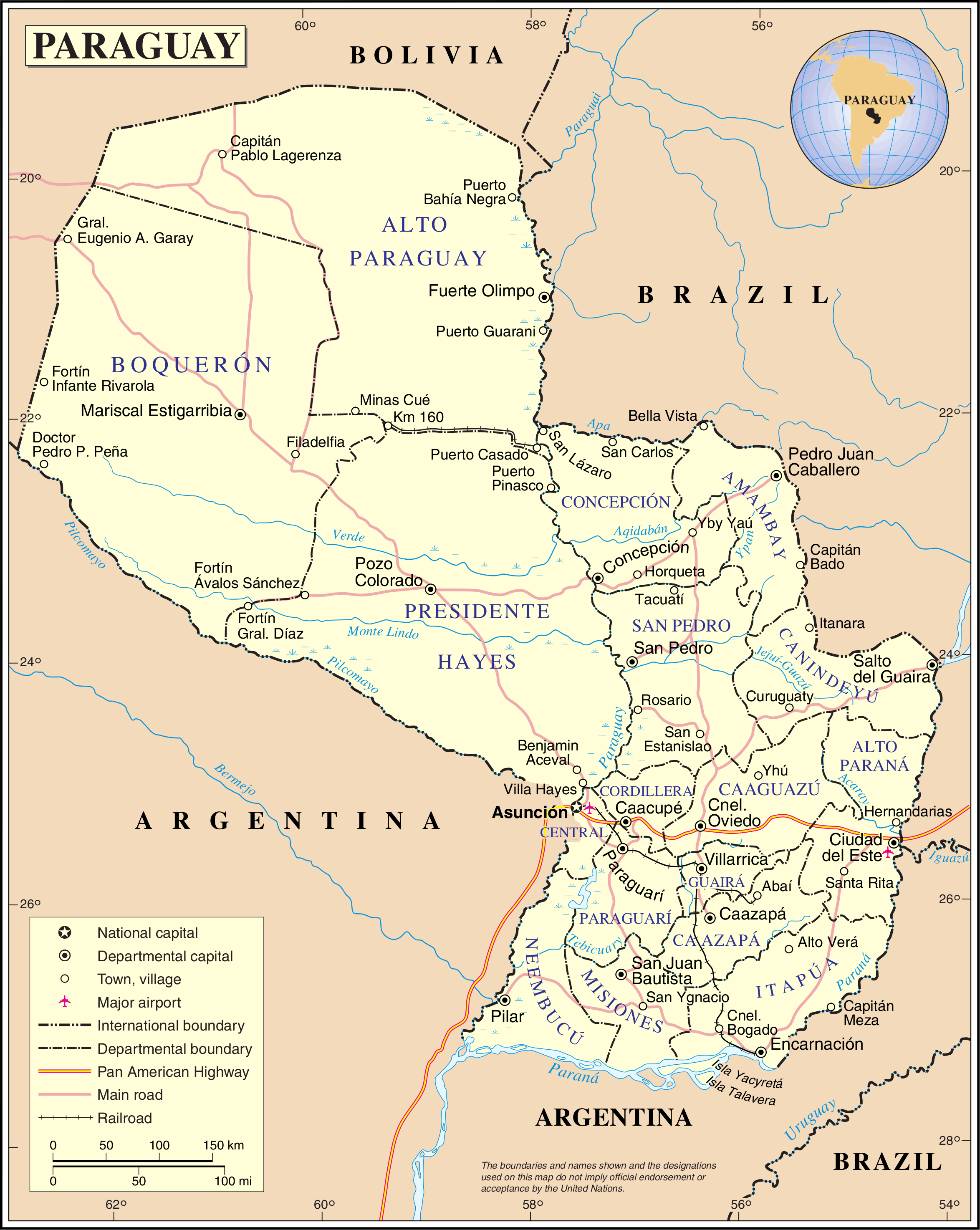 Large detailed road and administrative map of Paraguay. Paraguay large road and administrative Large detailed road and administrative map of Paraguay. Paraguay large road and administrative