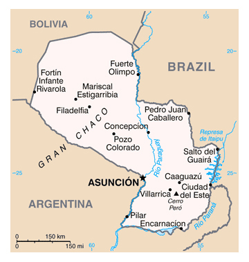Map of Paraguay. Paraguay map.