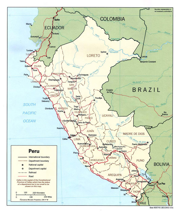 Large detailed political and administrative map of Peru. Peru large detailed political and administrative map. Large detailed political and administrative map of Peru.