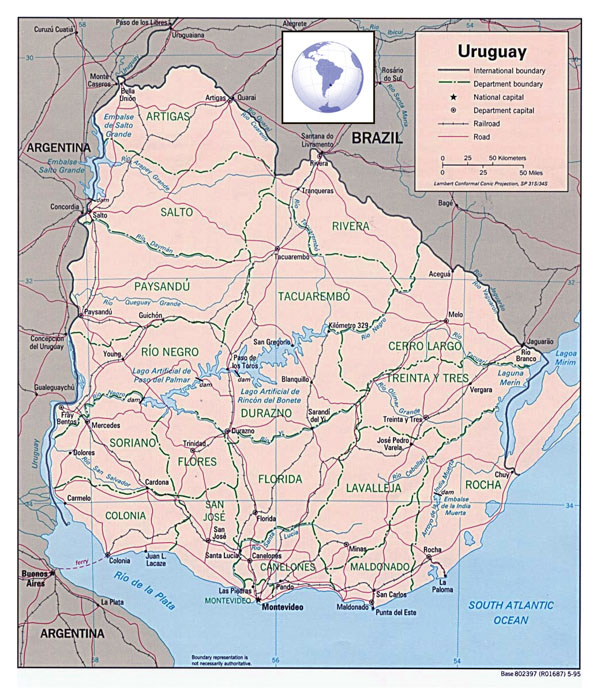 Full political map of Uruguay. Uruguay full political map.