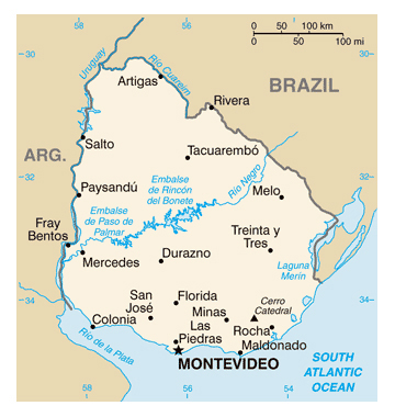 Map of Uruguay. Uruguay map.