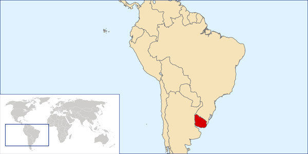 Uruguay location map. Map of Uruguay location.