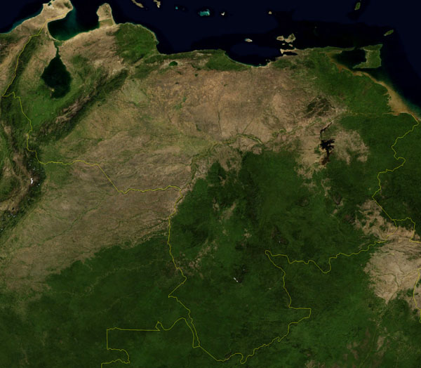 Detailed satellite map of Venezuela. Venezuela detailed satellite map.