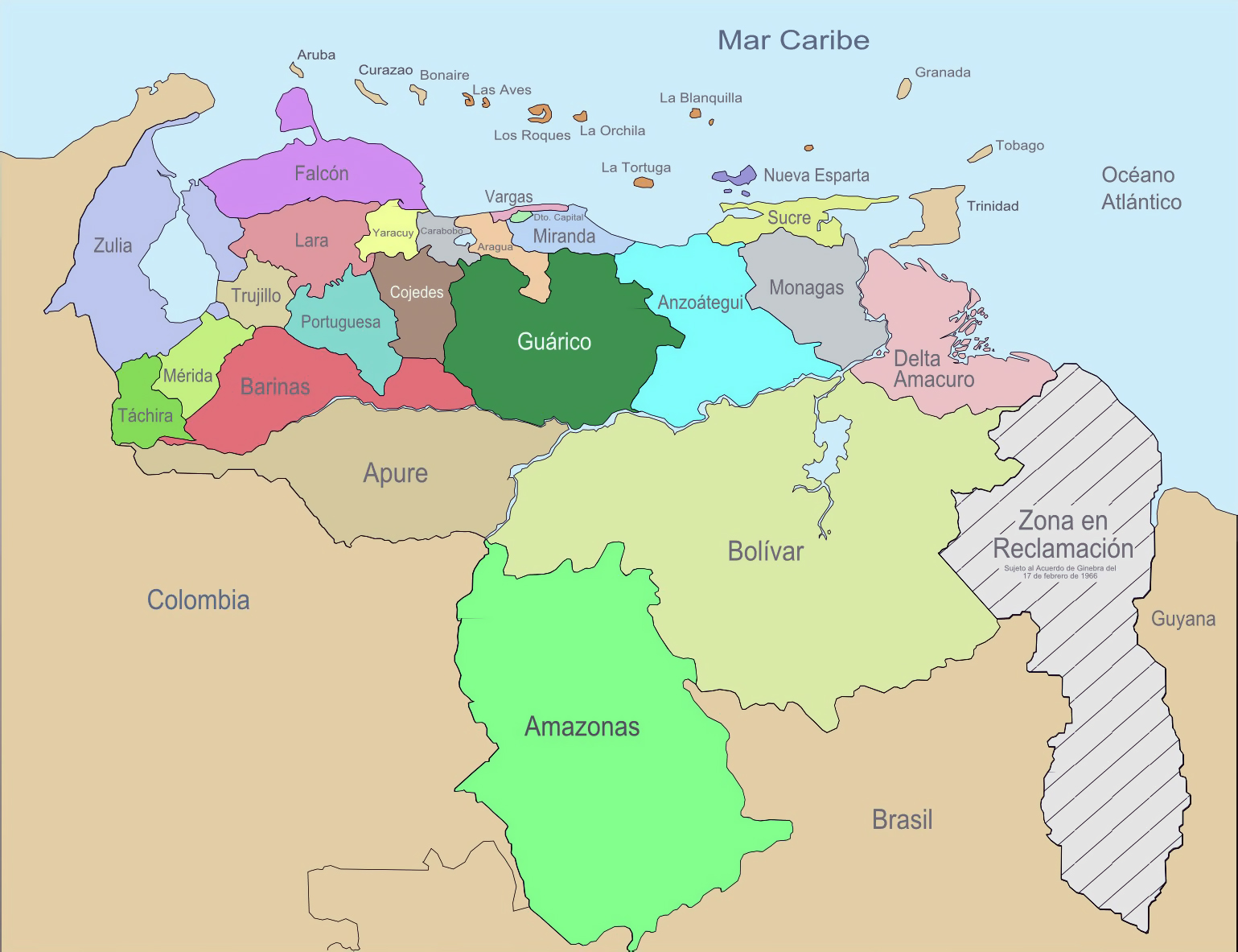 Large Administrative Divisions Map Of Venezuela Maps Of