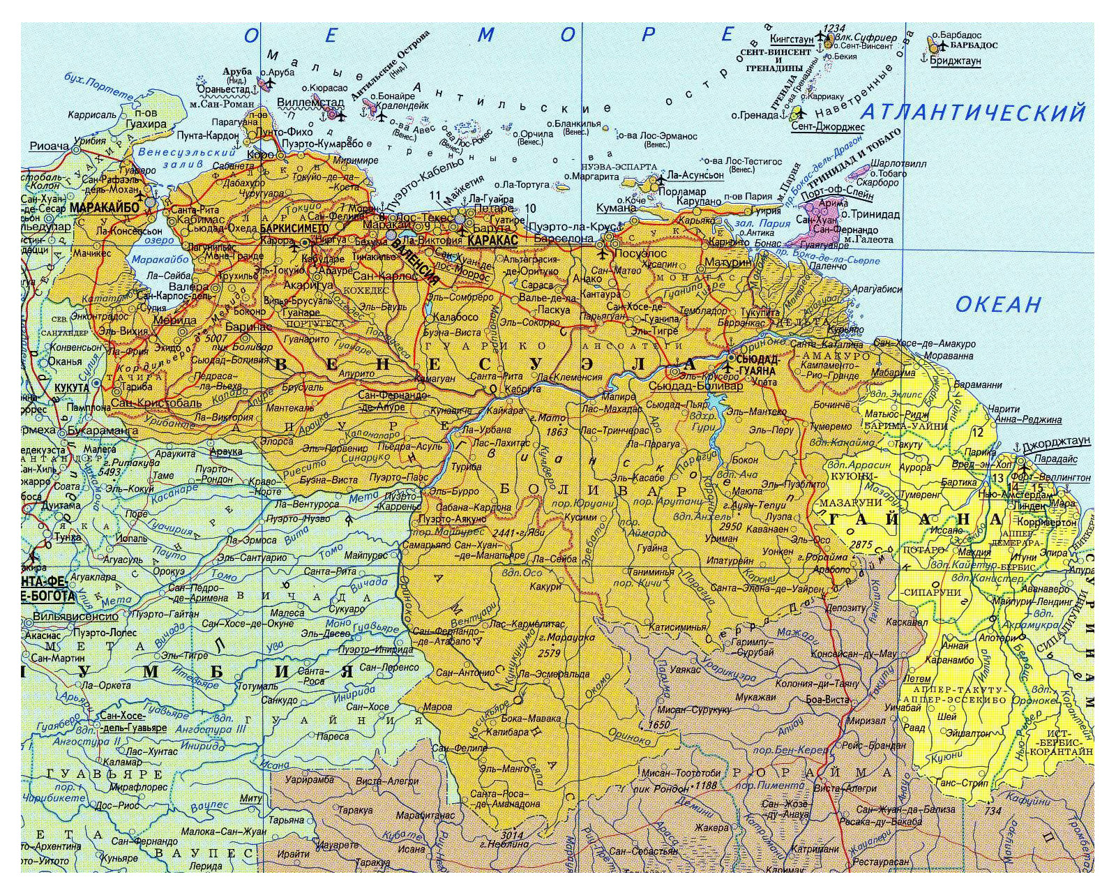 Large Detailed Map Of Venezuela In Russian Maps Of All