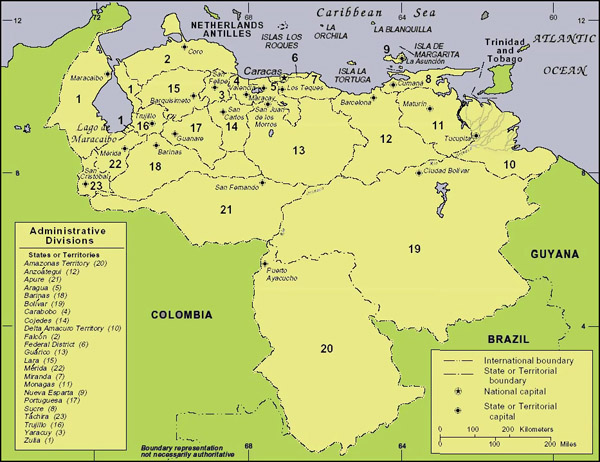 Large detailed regions map of Venezuela. Venezuela regions large detailed map.