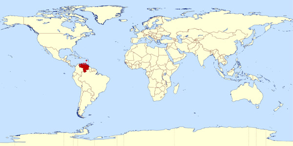 Large location map of Venezuela in the World.