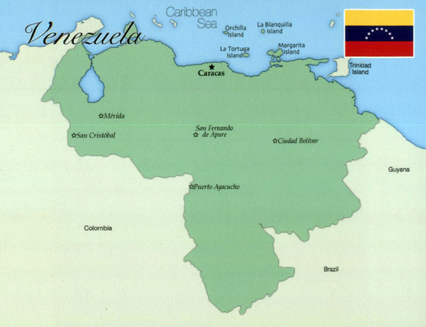 Venezuela large map with major cities. Map of Venezuela.