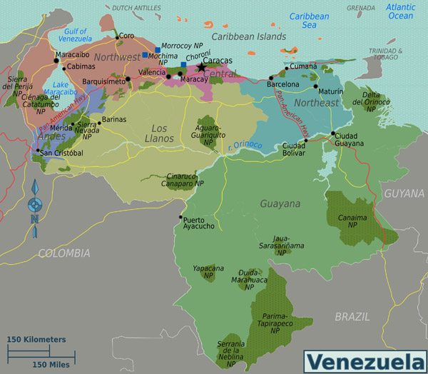 Venezuela large regions map. Large regions map of Venezuela.