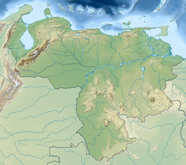 Large relief map of Venezuela. Venezuela large relief map.