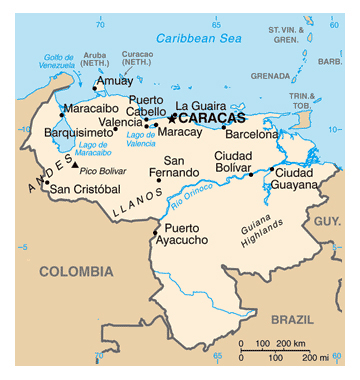 Map of Venezuela. Venezuela map.