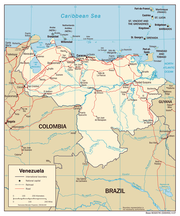 Venezuela political map. Political map of Venezuela.